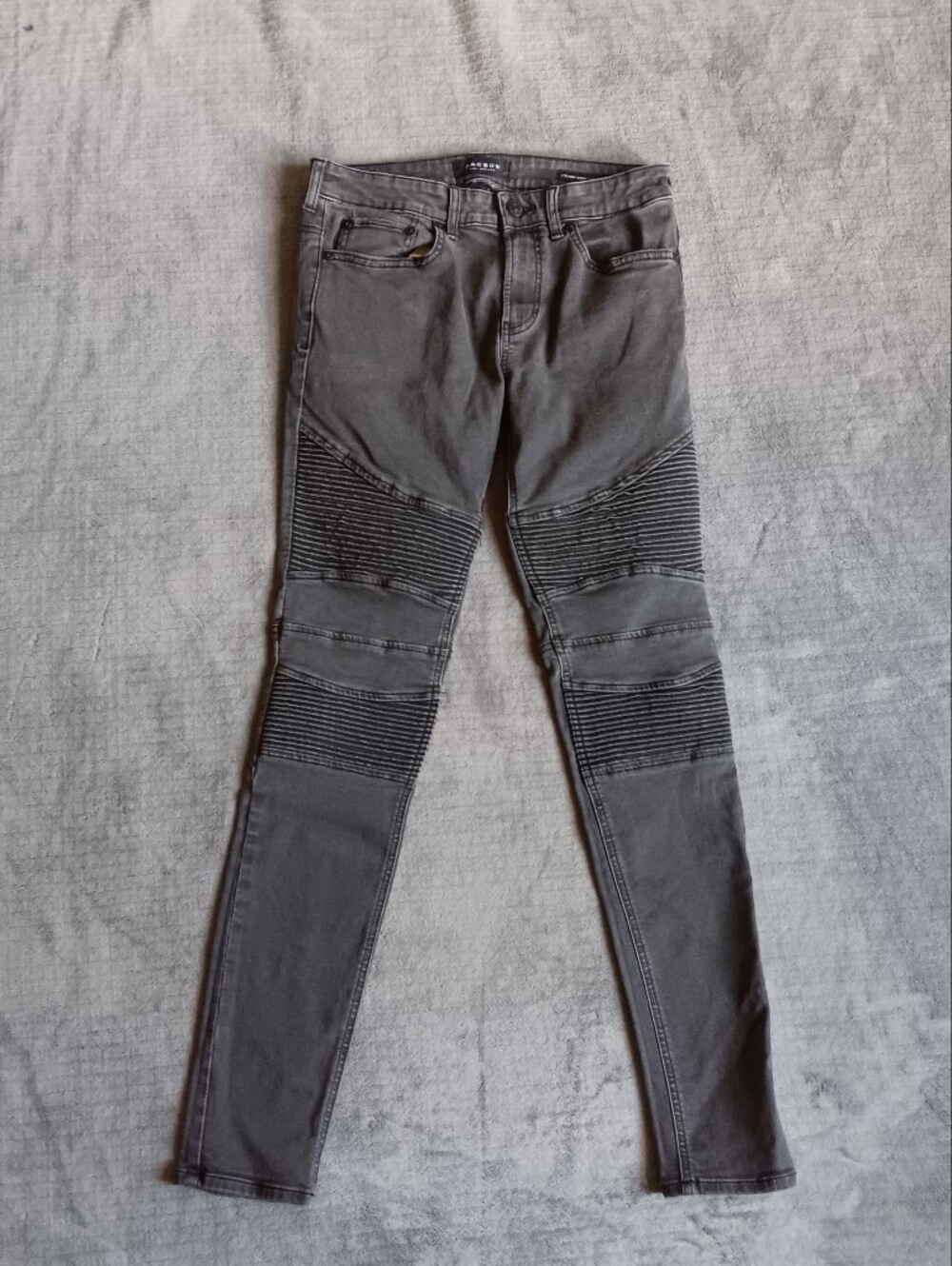 30x30 Mens Stacked Skinny Slim Fit Ribbed Knee Jeans, Gray Black Pacsun